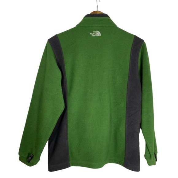North Face Boys Large Green Black Sweater Full Zip Front Pockets Vintage Jacket - Picture 2 of 10